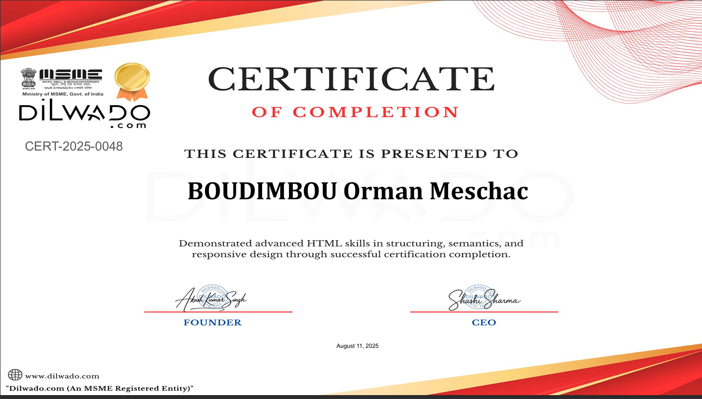 Certificat HTML